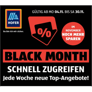 HOFER Black Month – Top-Angebote zu reduzierten Preisen ab 4.11.