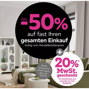 Mömax Black Week 2024 – 20% MwSt. geschenkt für BonusClub Mitglieder!