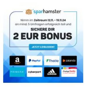 Sparhamster Umfragen – 2 € Bonus ab 5 Umfragen – mit Umfragen Geld verdienen!